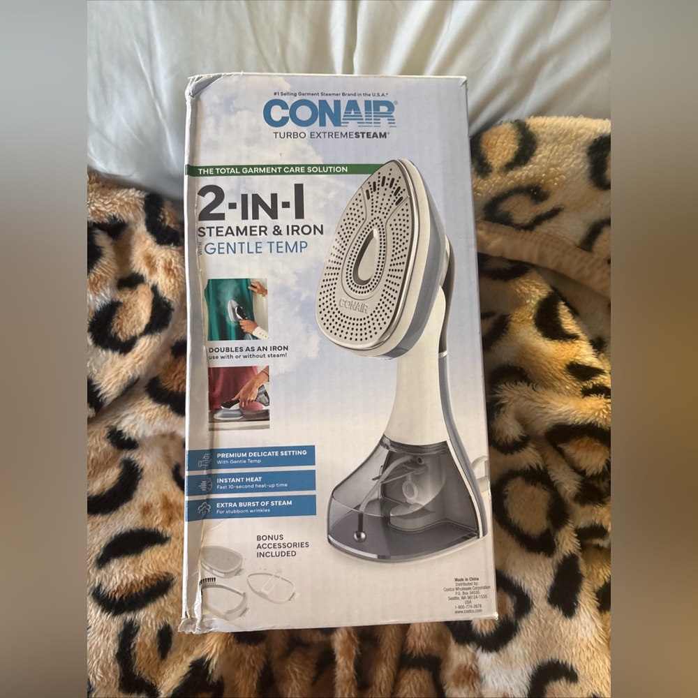 Conair Turbo Extremesteam 2 in 1 Steamer & Iron with Gentle Temp Accessories